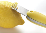 Citrus squeezer with knife and zester