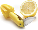 Citrus squeezer with knife and zester