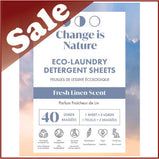 Eco-Laundry Detergent Sheets, Change is Nature (40 loads or bulk 500 loads)