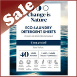 Eco-Laundry Detergent Sheets, Change is Nature (40 loads or bulk 500 loads)