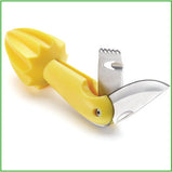 Citrus squeezer with knife and zester